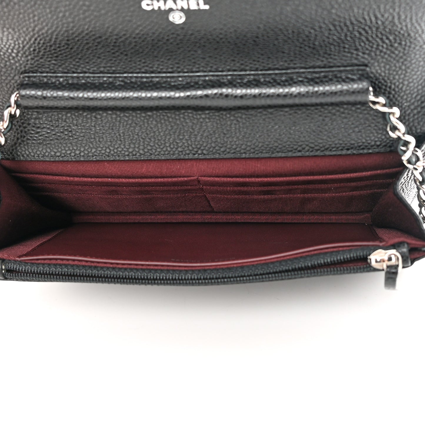 Caviar Quilted Wallet on Chain WOC Black