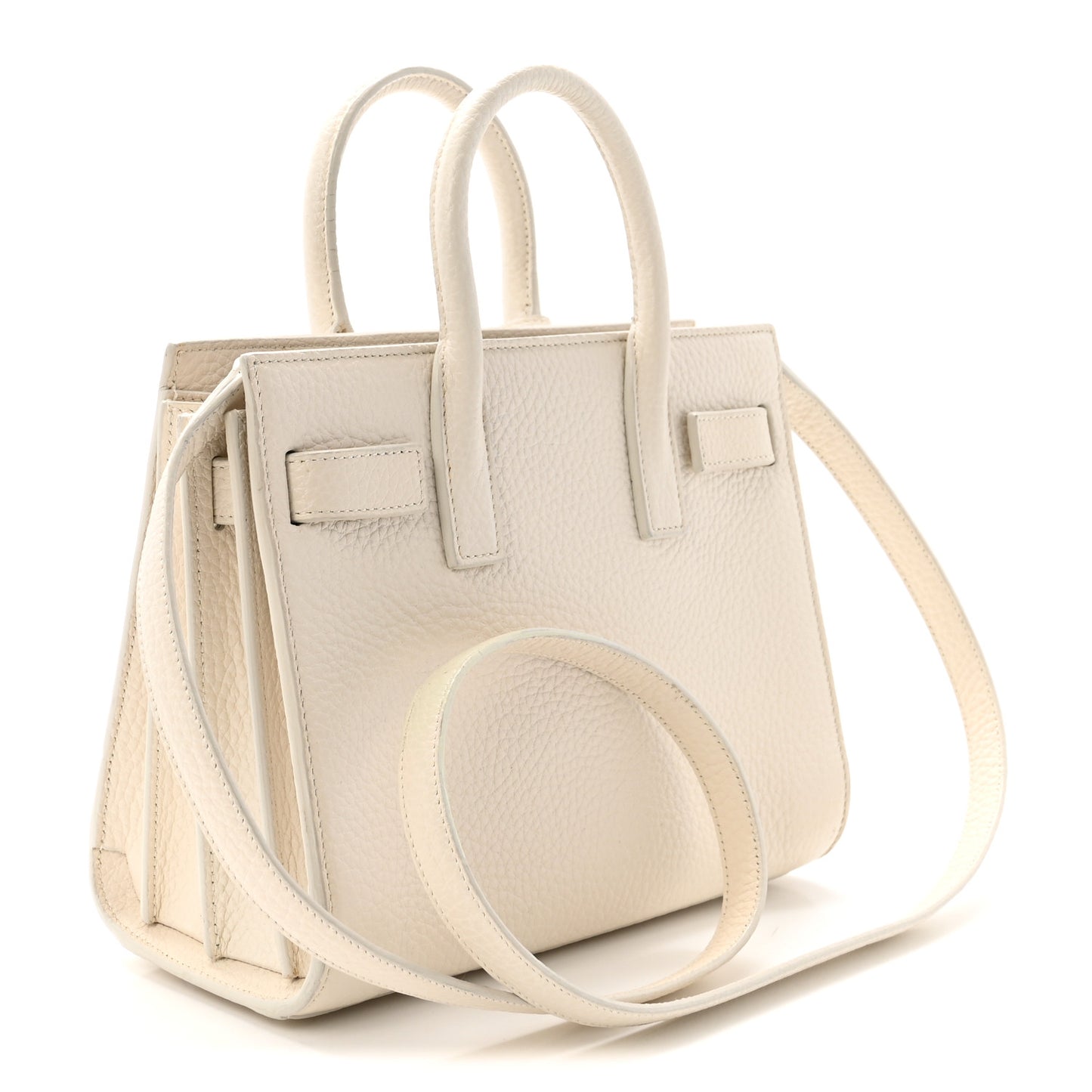Grained Calfskin Nano Sac de Jour Dove White