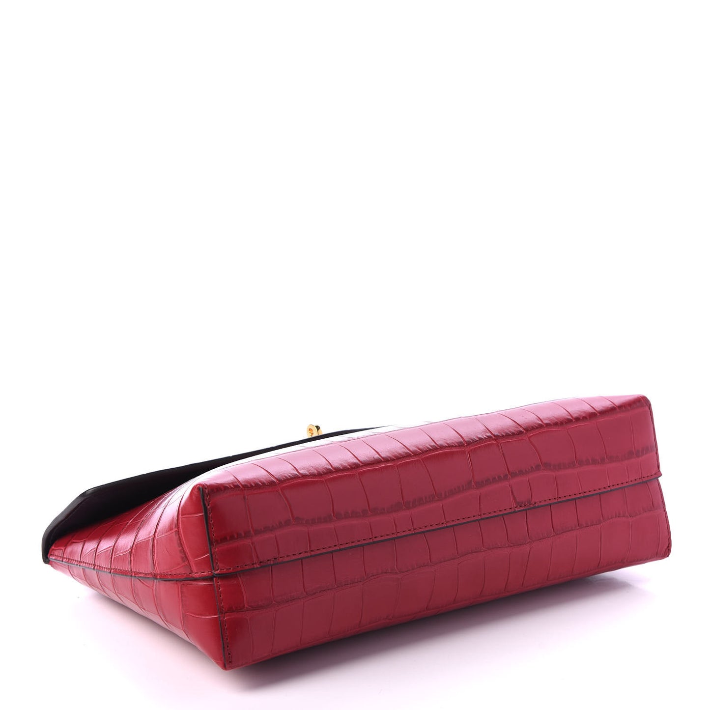 Crocodile Embossed Calfskin Large Darley Cosmetic Pouch Red Berry