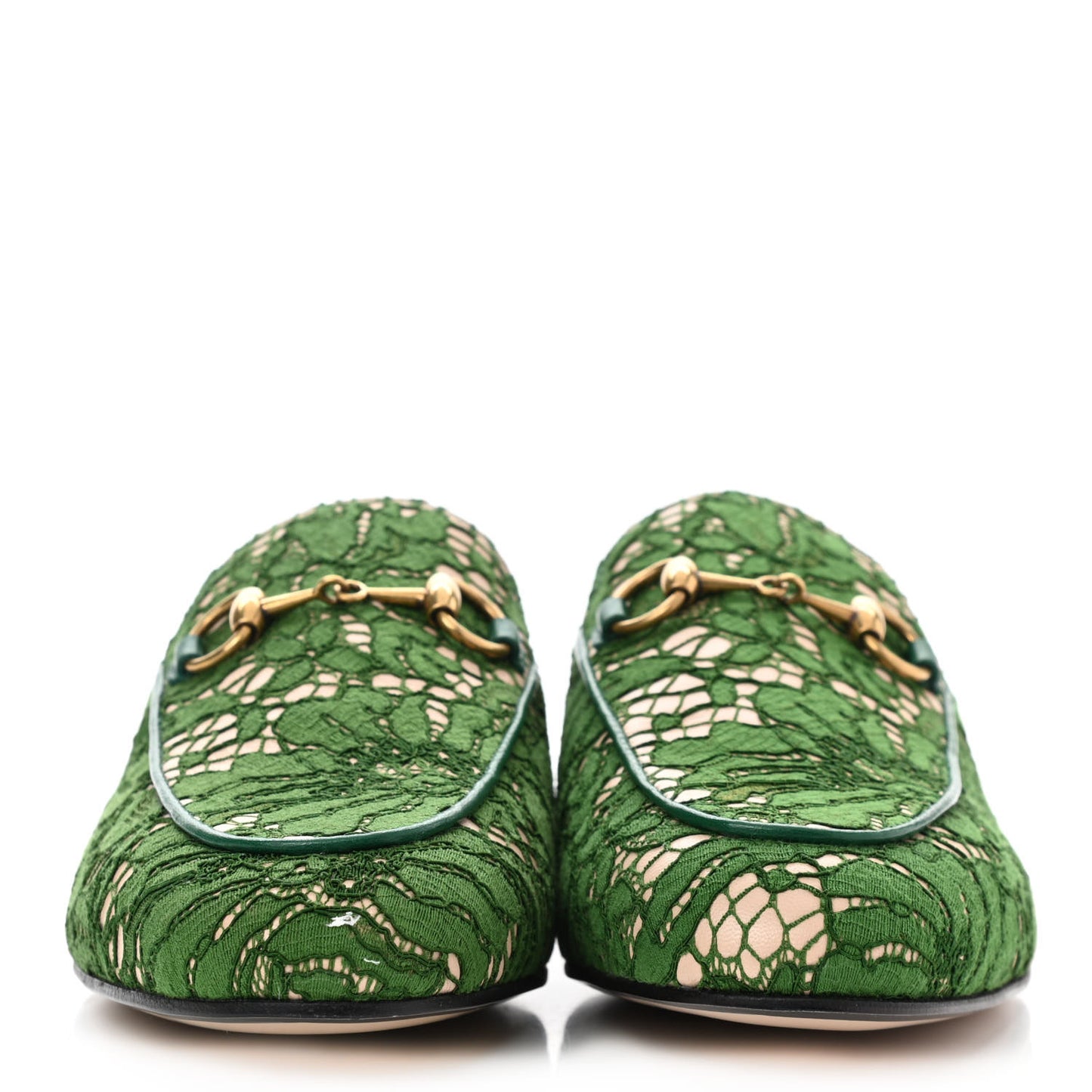 Lace Malaga Kid Womens Princetown Slippers 36.5 Green Grass Skin Rose