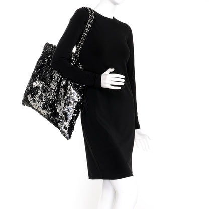 Chanel Sequin Summer Night Drawstring Tote Black 2 of 9