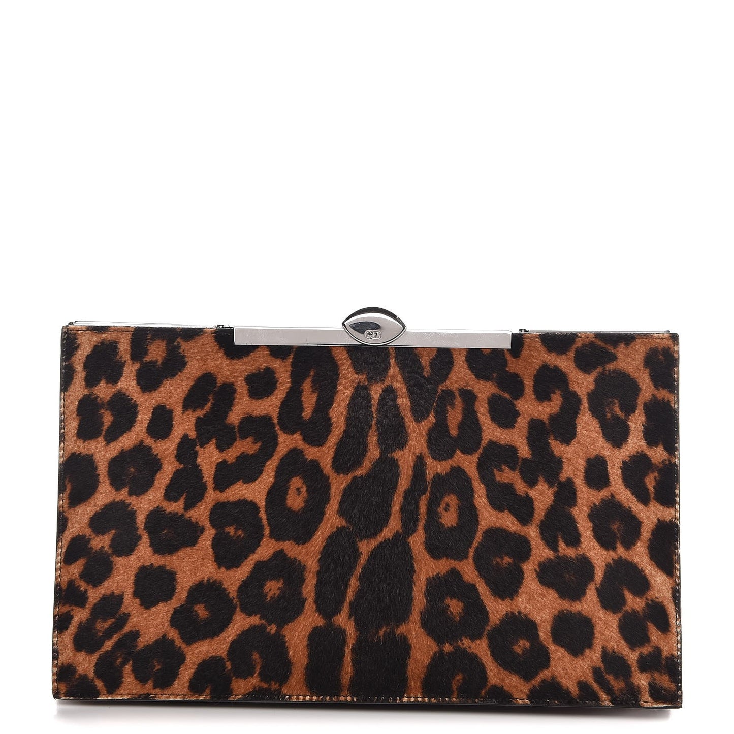 Calfskin Hair Leopard Print Clutch Brown