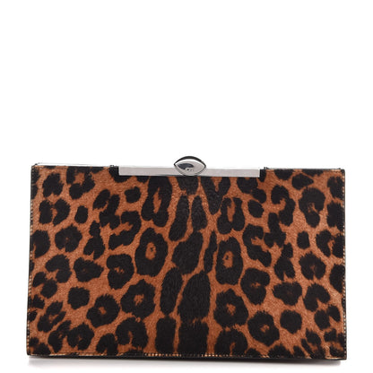 Christian Dior Calfskin Hair Leopard Print Clutch Brown 1 of 8