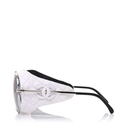 Chanel Titanium Lambskin CC Pilot Sunglasses White 3 of 5