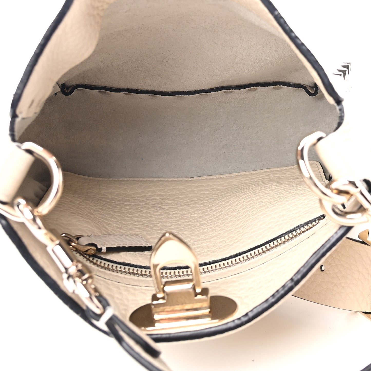 Pebbled Calfskin Mini Rockstud Flip-Lock Messenger Bag Light Ivory