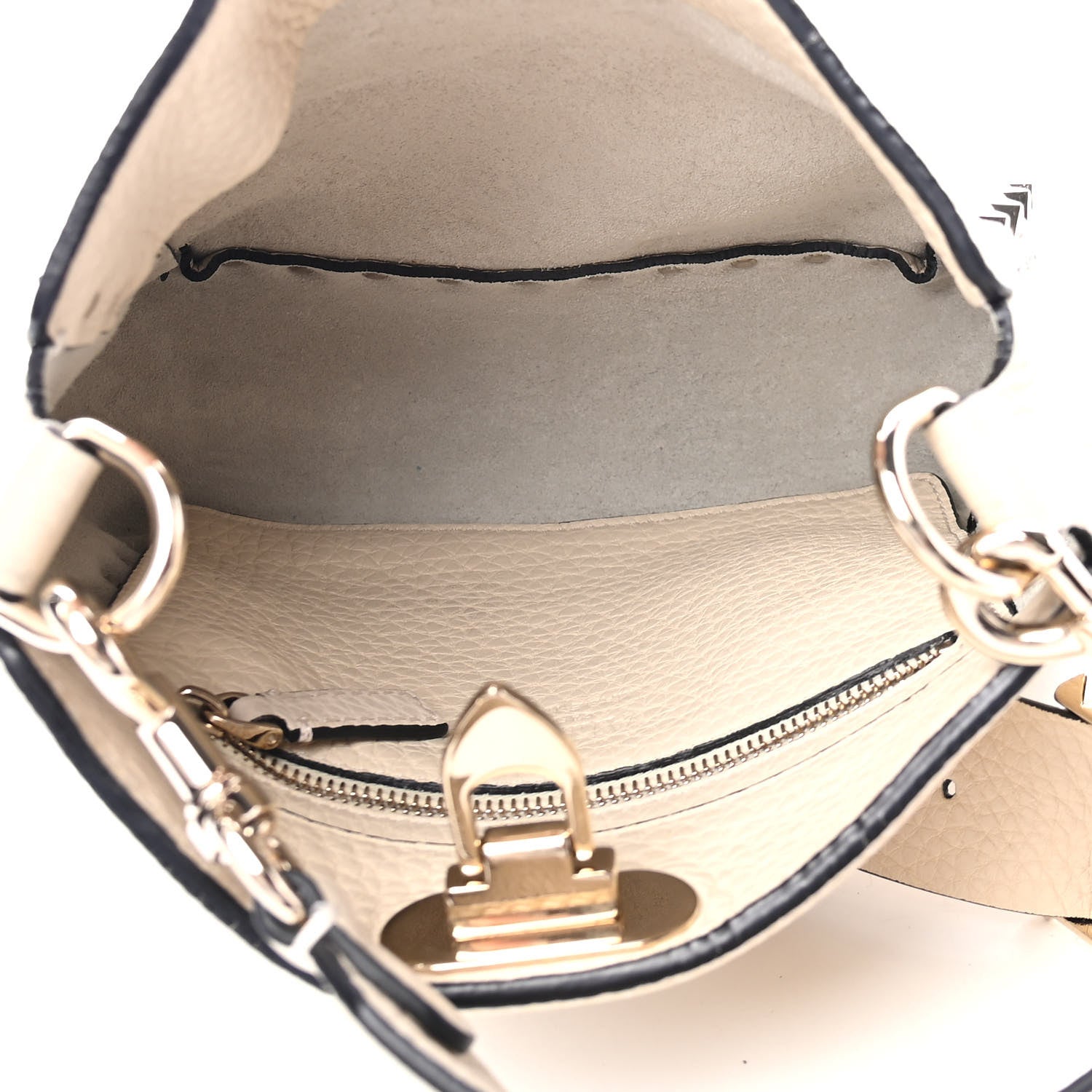 Valentino Garavani Pebbled Calfskin Mini Rockstud Flip-Lock Messenger Bag Light Ivory 4 of 4