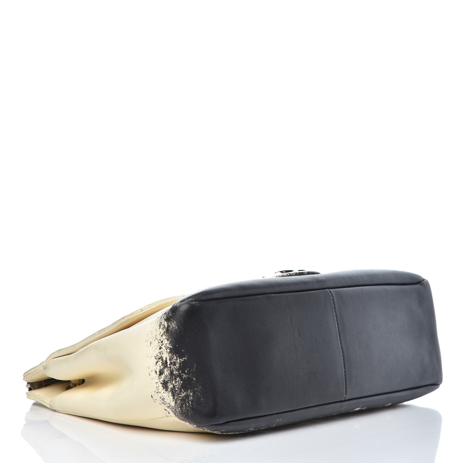 Chanel Lambskin Quilted Large Blizzard Zip Top Flap Light Beige Black 4 of 13