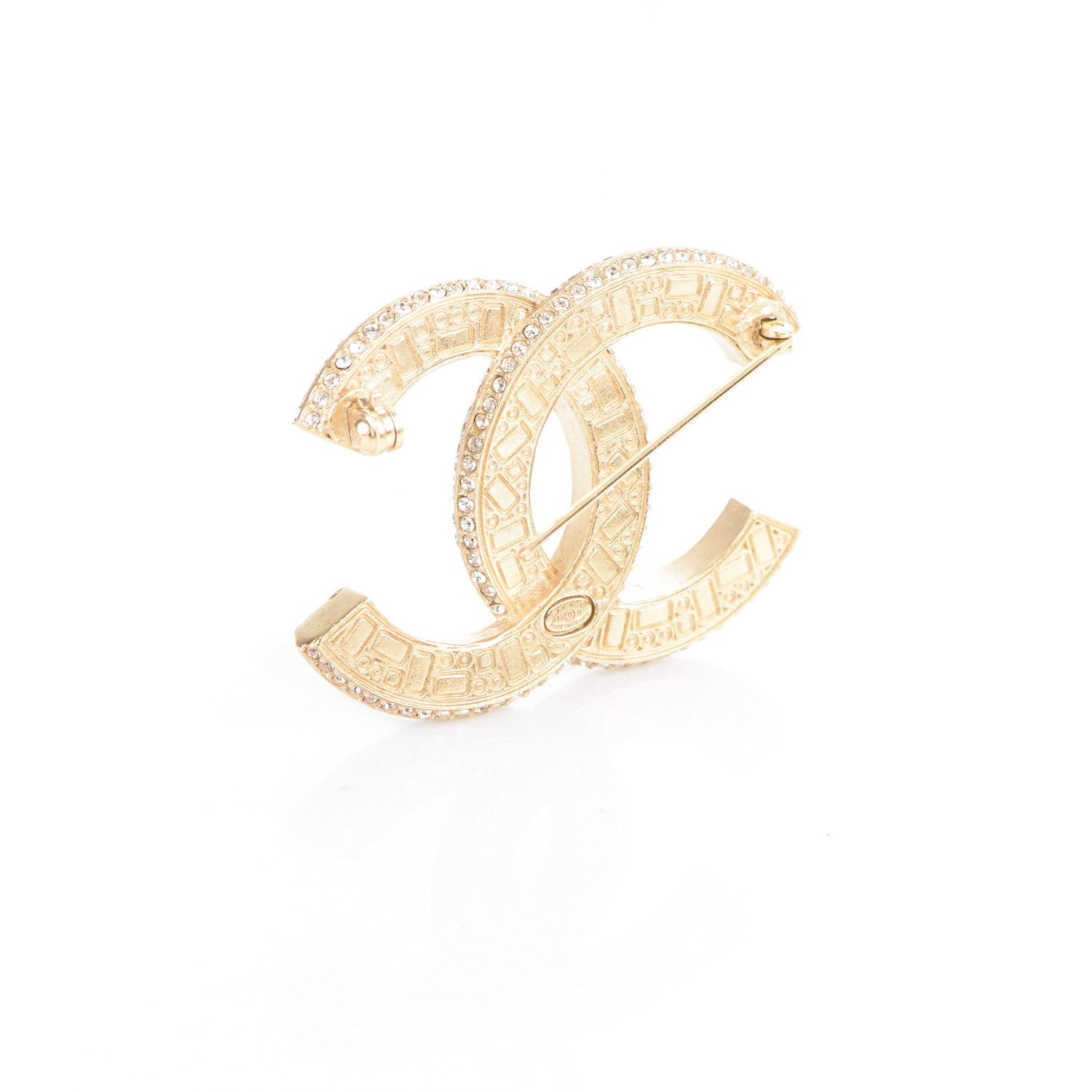 Chanel Baguette Crystal CC Brooch Gold Black 3 of 5