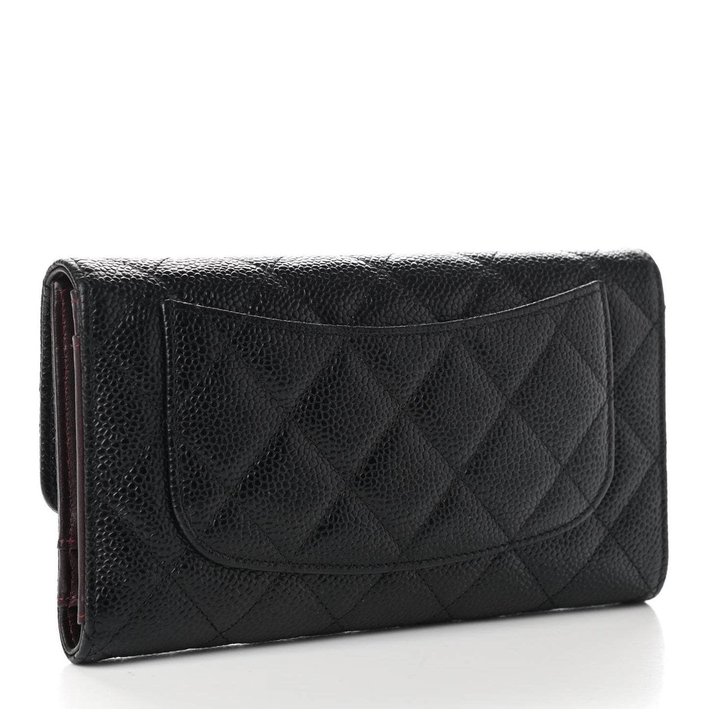 Caviar Quilted Long Flap Wallet Black
