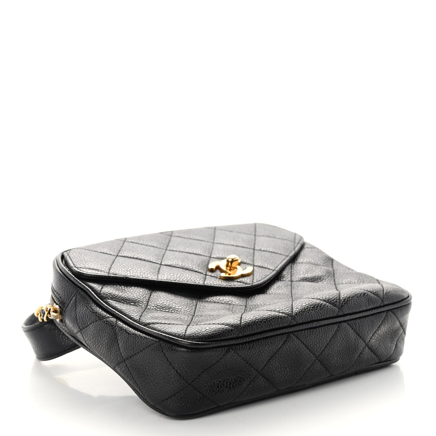 Caviar Quilted Flap Belt Bag Black
