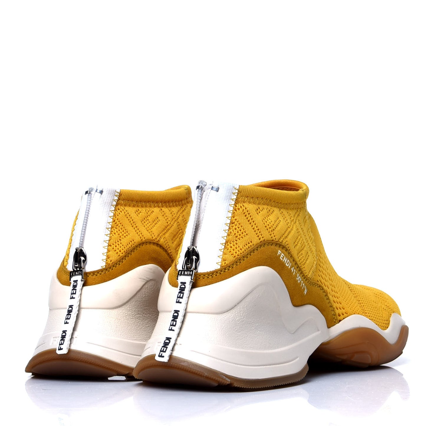Technical 3D Mesh Womens FFluid Zip Up Sneakers 37.5 Reggae Corn White