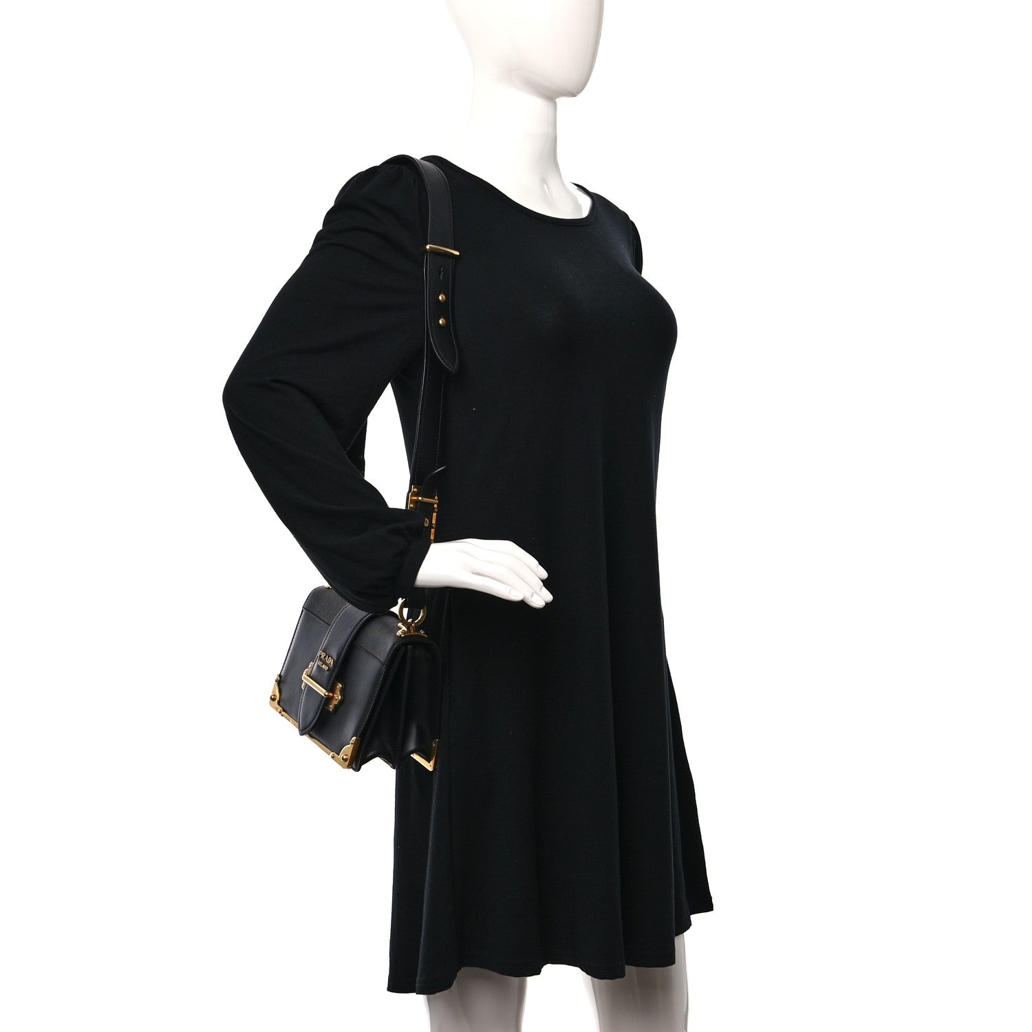 Prada City Calf Saffiano Cahier Bag Black 2 of 8