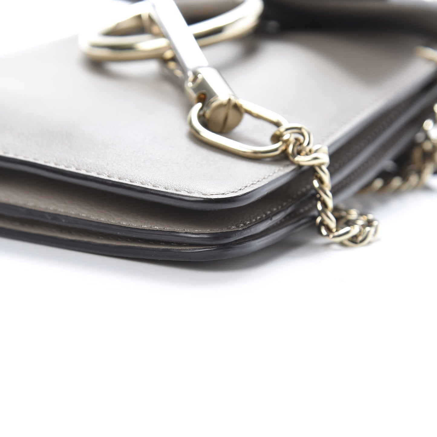 Suede Calfskin Mini Faye Bracelet Bag Motty Grey
