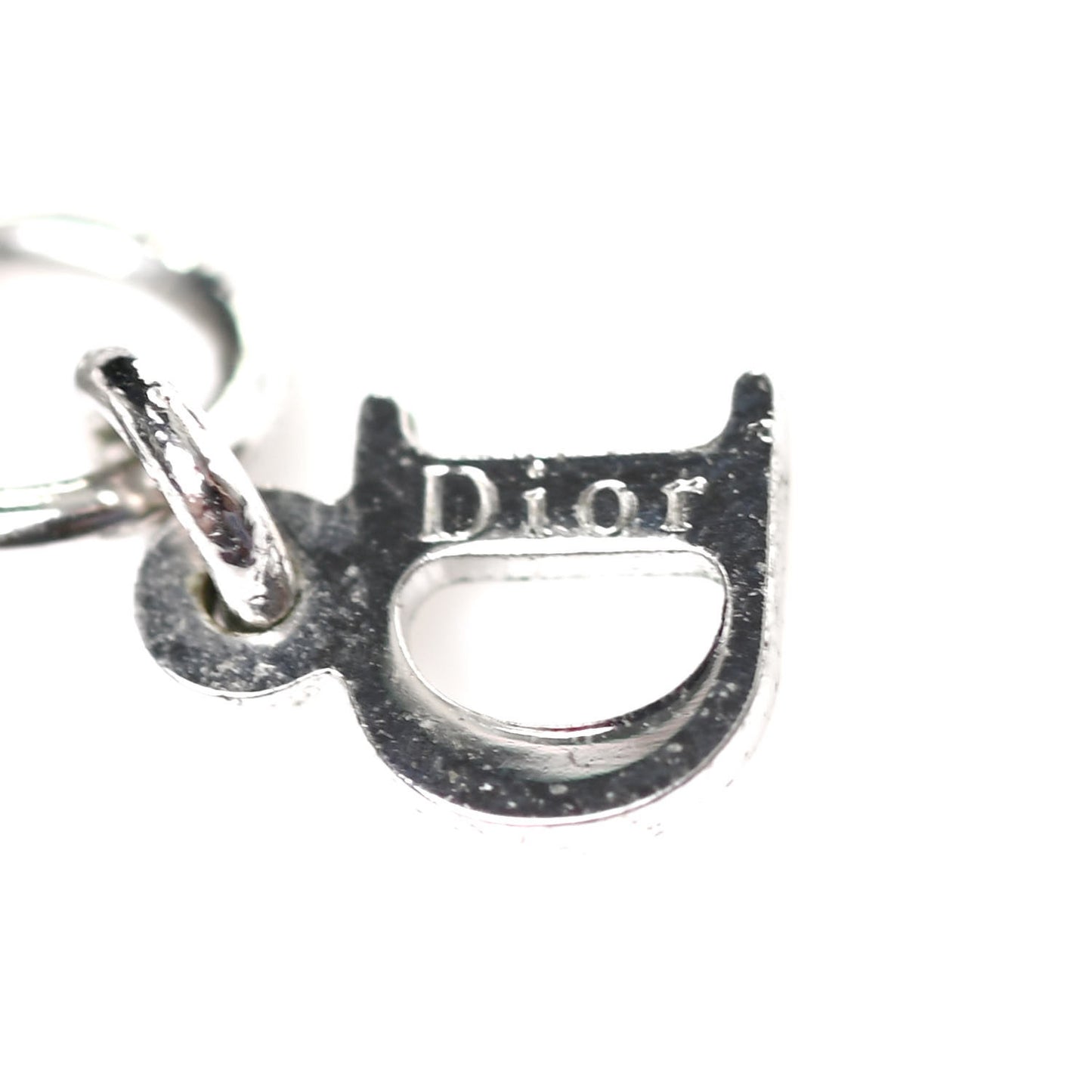 Crystal Flower Logo Charm Necklace Silver
