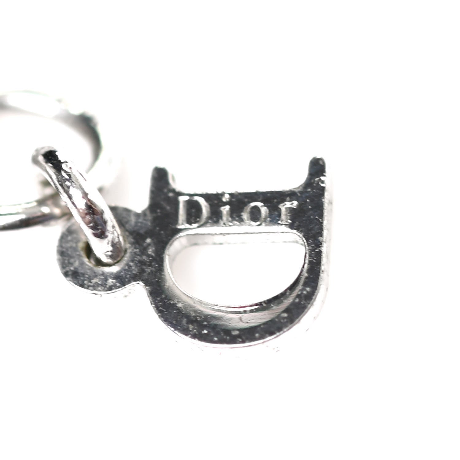 Christian Dior Crystal Flower Logo Charm Necklace Silver 5 of 6