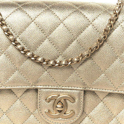 Chanel Metallic Caviar Quilted Medium CC Slide Flap Light Gold 9 of 11