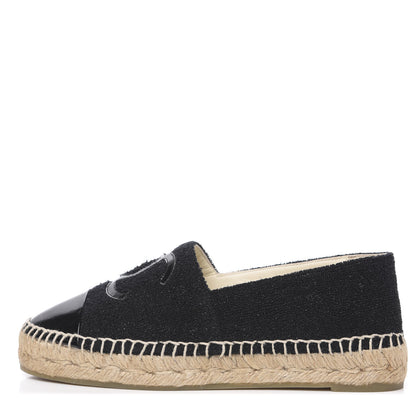 Chanel Fabric Patent Calfskin CC Espadrilles 36 Black 1 of 10