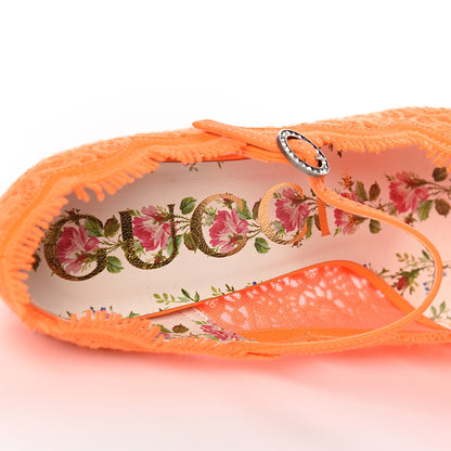 Gucci Lace Pizzo Venice Pumps 36.5 Orange Fluo 7 of 9