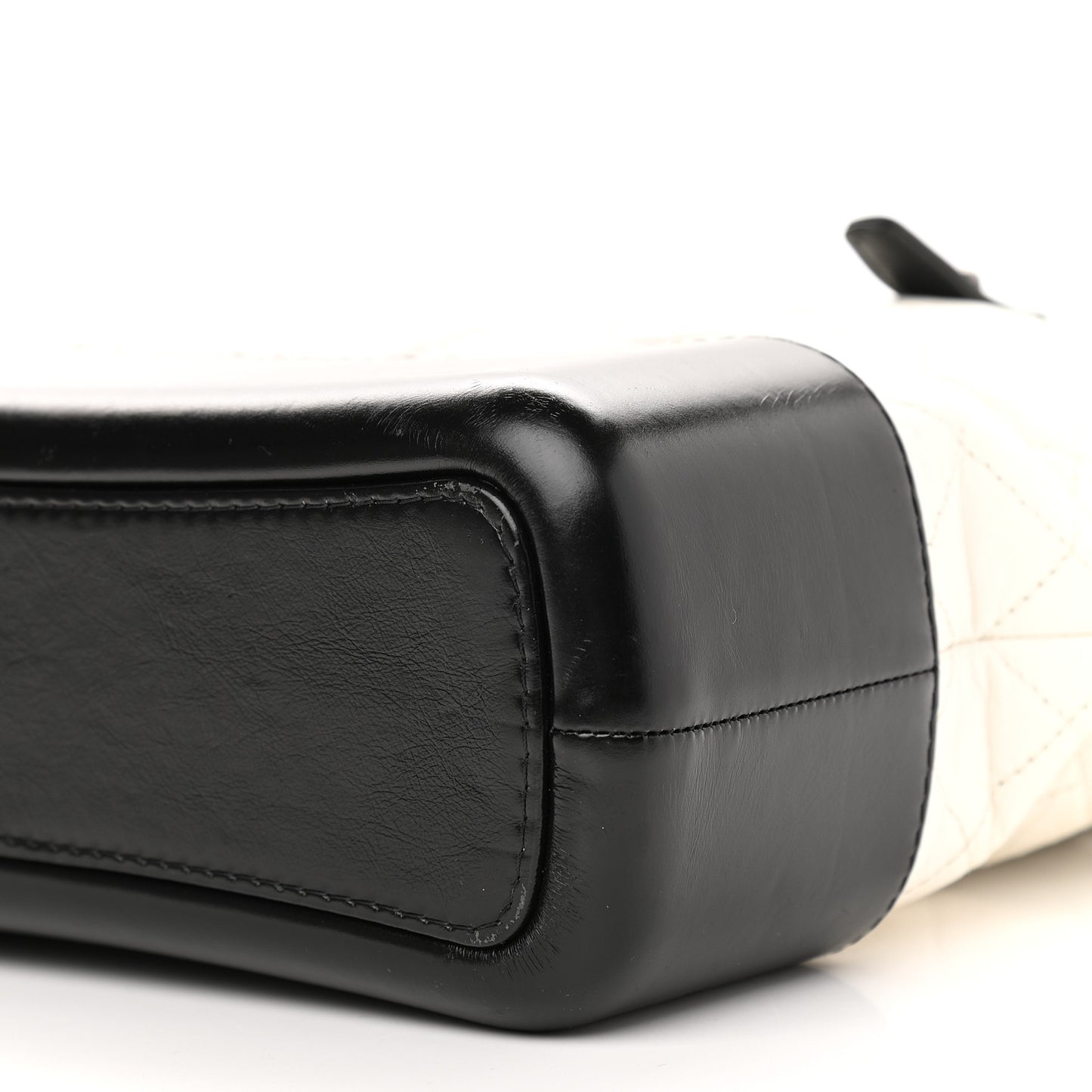 Aged Calfskin Quilted Medium Gabrielle Shopping Tote White Black