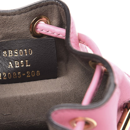 Fendi Raffia Vitello Seta F is Fendi Pequin Gingham Woven Mini Mon Tresor Bucket Bag Military Rosa Lollypop 7 of 9