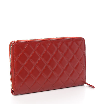 Chanel Lambskin Quilted Large Zip Around Organizer Wallet Red 2 of 9