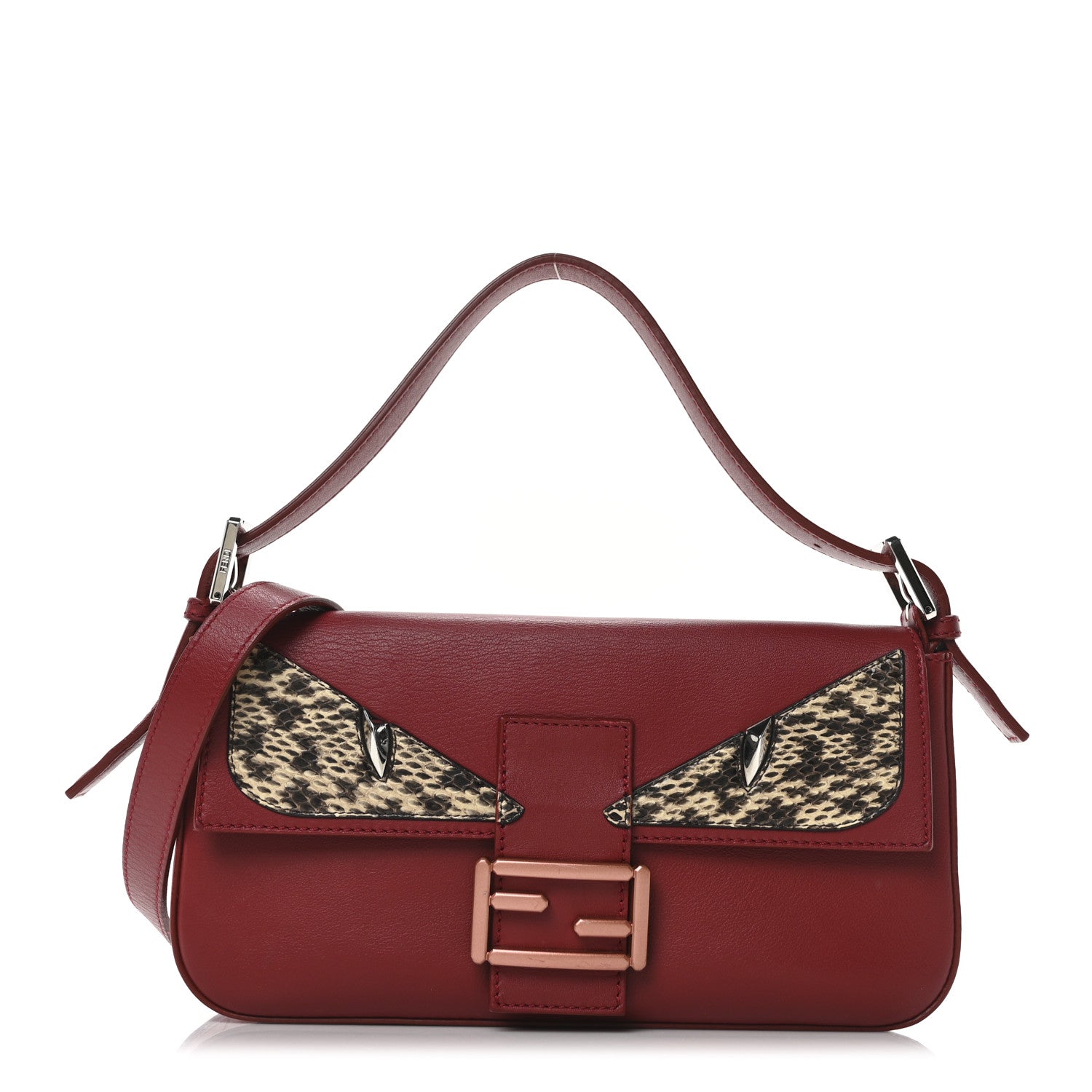 Fendi Vitello Dolce Elaphe Monster Eyes Baguette Ribes Naturale 1 of 10