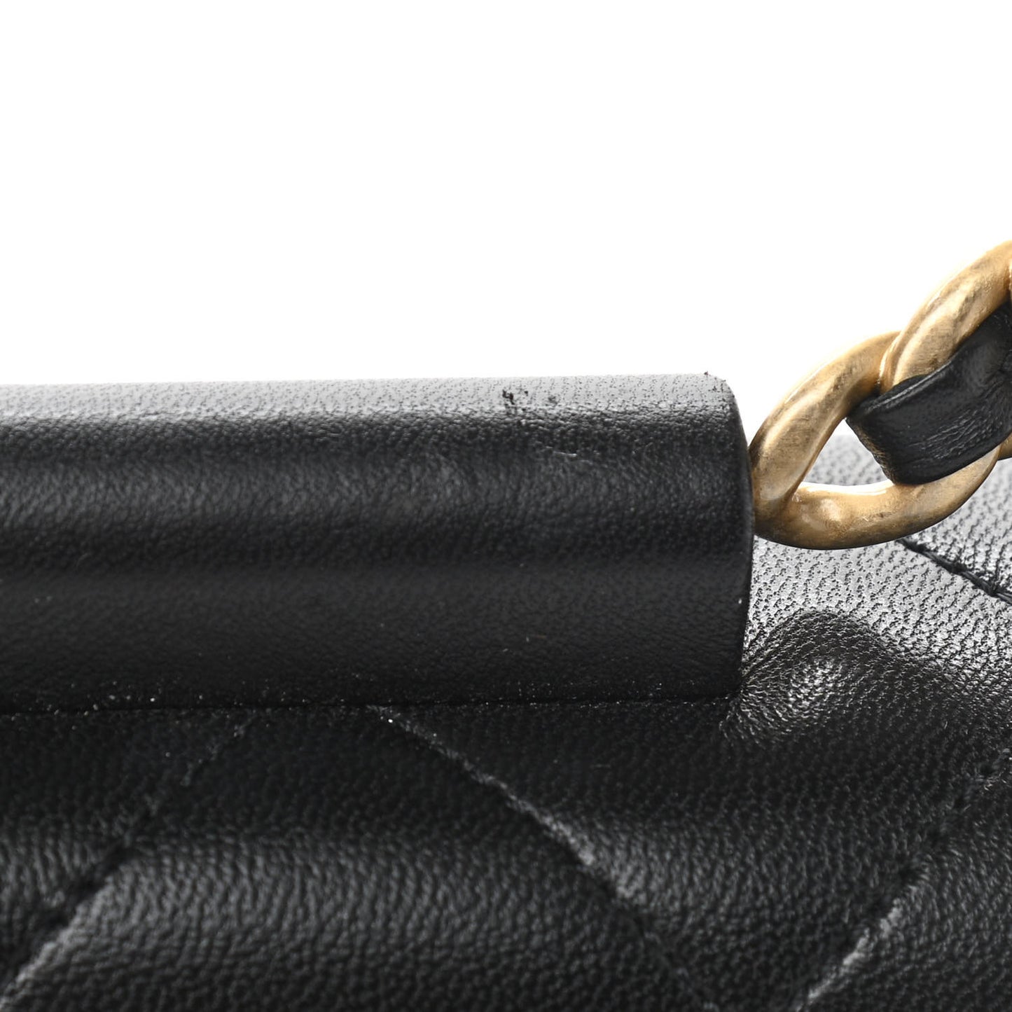 Lambskin Quilted Small Circular Handle Bag Black