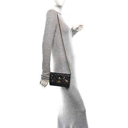 Chanel Aged Calfskin Lucky Charms 2.55 Reissue Wallet on Chain WOC Black 2 of 12