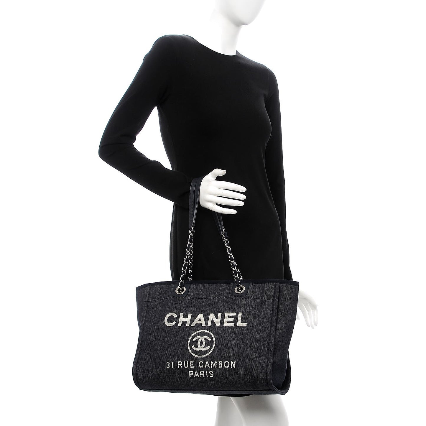 Canvas Small Deauville Tote Dark Blue