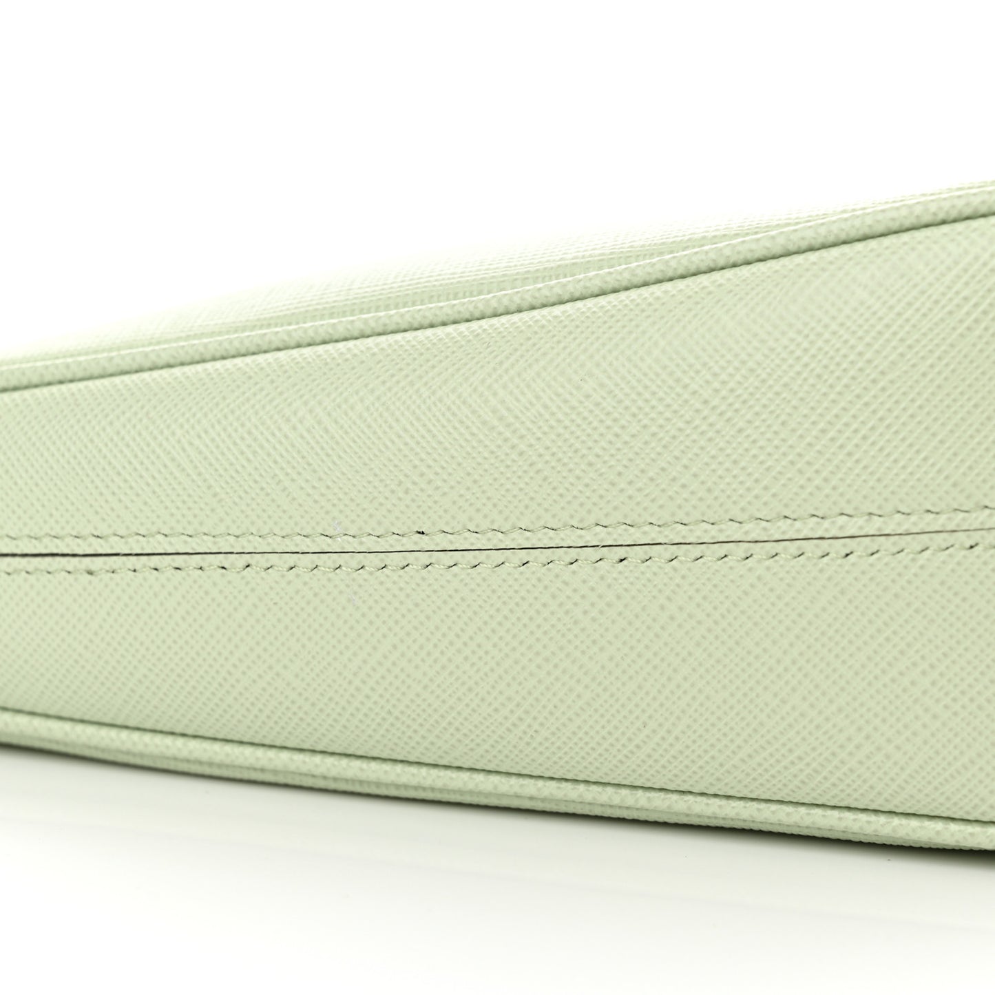 Saffiano Lux Triangle Logo Embossed Mini Triangle Bag Acqua