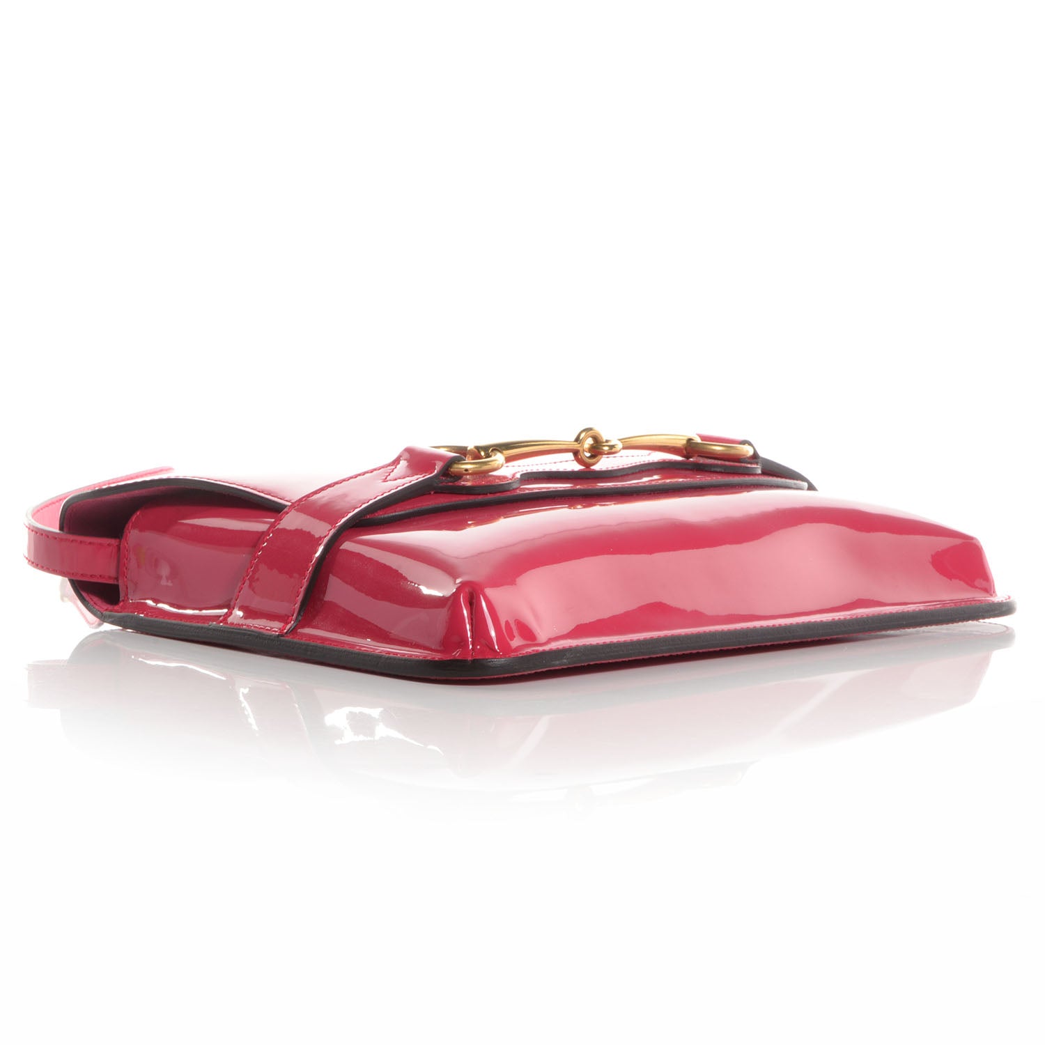Gucci Patent Large Bright Bit Shoulder Bag Shocking Pink 4 of 7