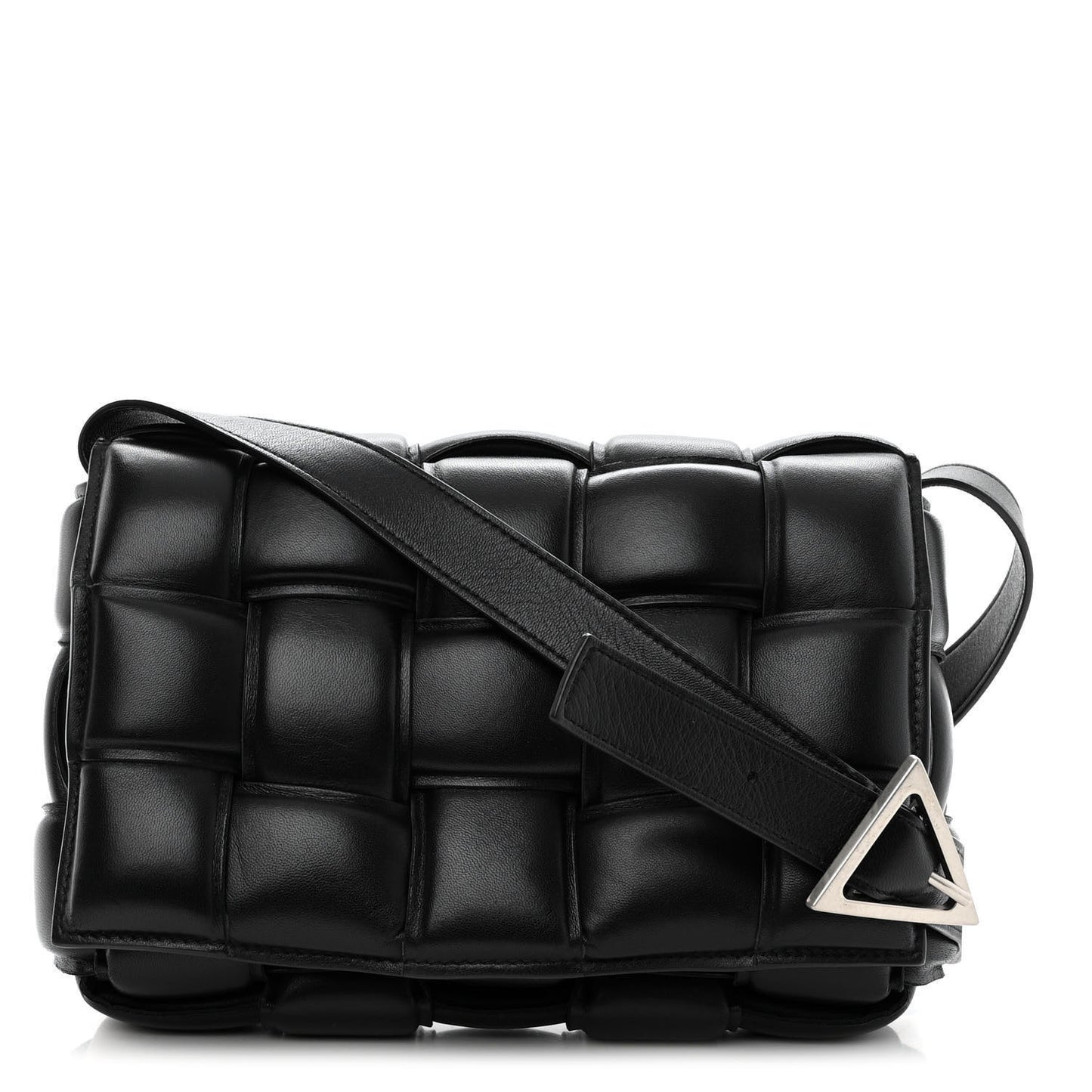 Nappa Maxi Intreccio Padded Cassette Crossbody Bag Black