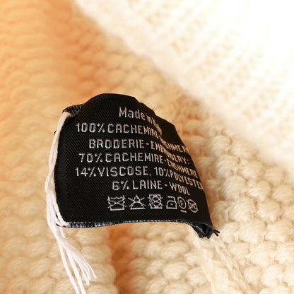 Chanel Wool Cashmere CC Beanie Hat Ivory Black 6 of 6