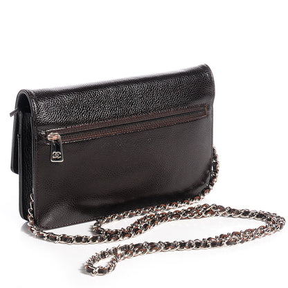 Chanel Caviar Timeless CC Wallet On Chain WOC Dark Brown 3 of 9