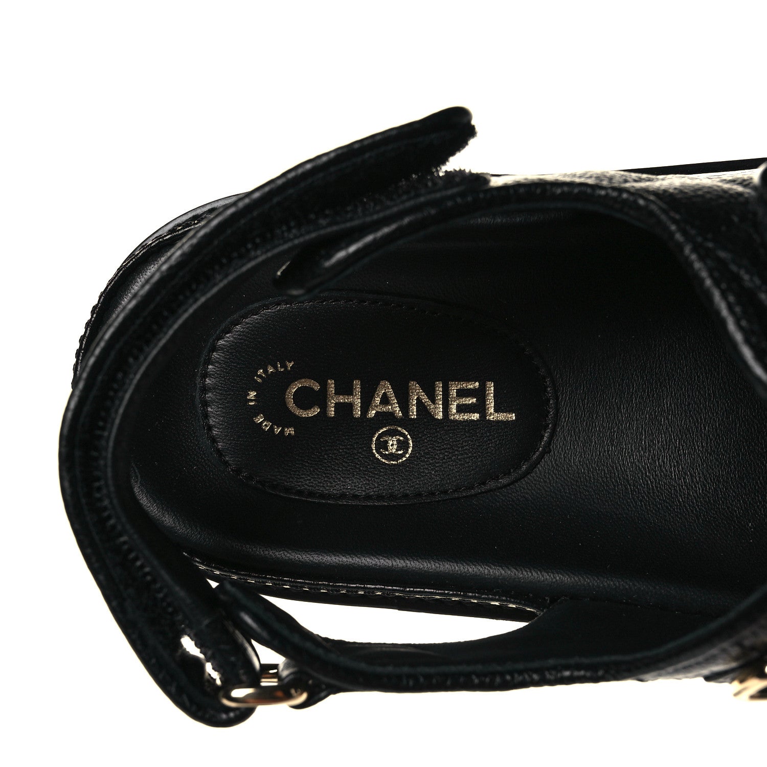 Chanel Grained Calfskin Velcro Dad Sandals 36 Black 21 of 24