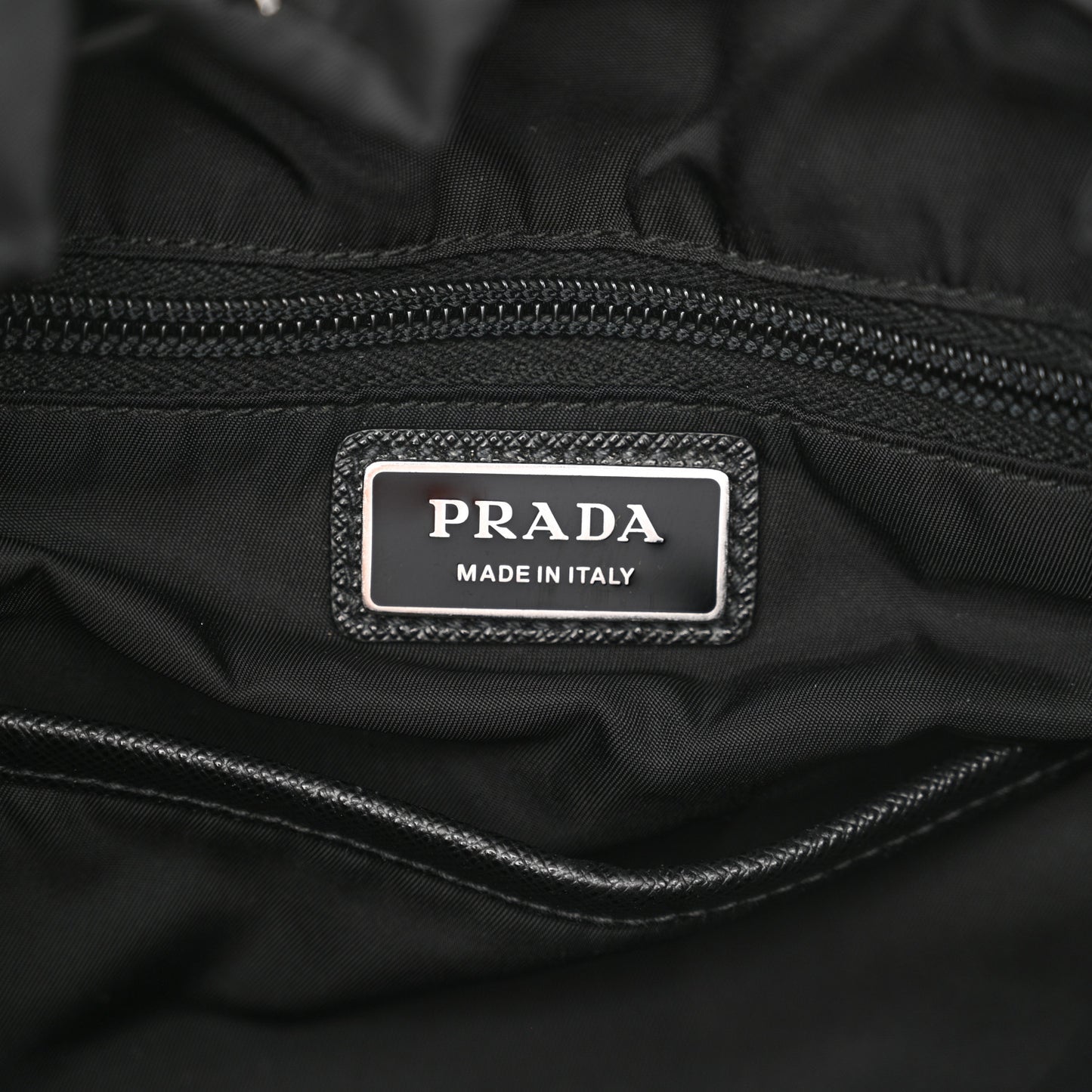 Re-Nylon Saffiano Logo Double Buckle Backpack Black