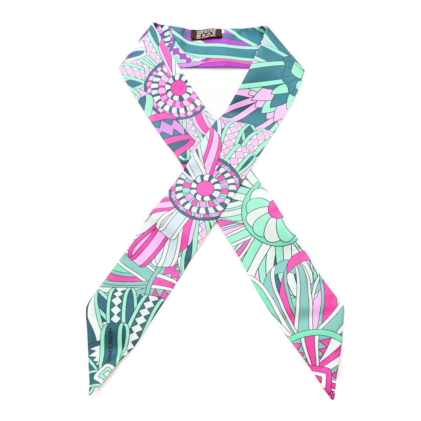 Silk Les Flots du Cheval Twilly Rose Vert Multicolor