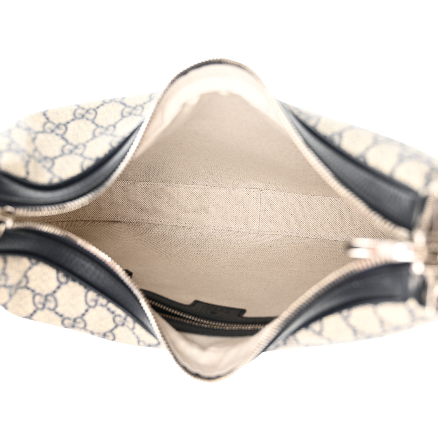 Gucci GG Supreme Monogram Textured Calfskin Web Large Attache Shoulder Bag Beige Blue 5 of 12