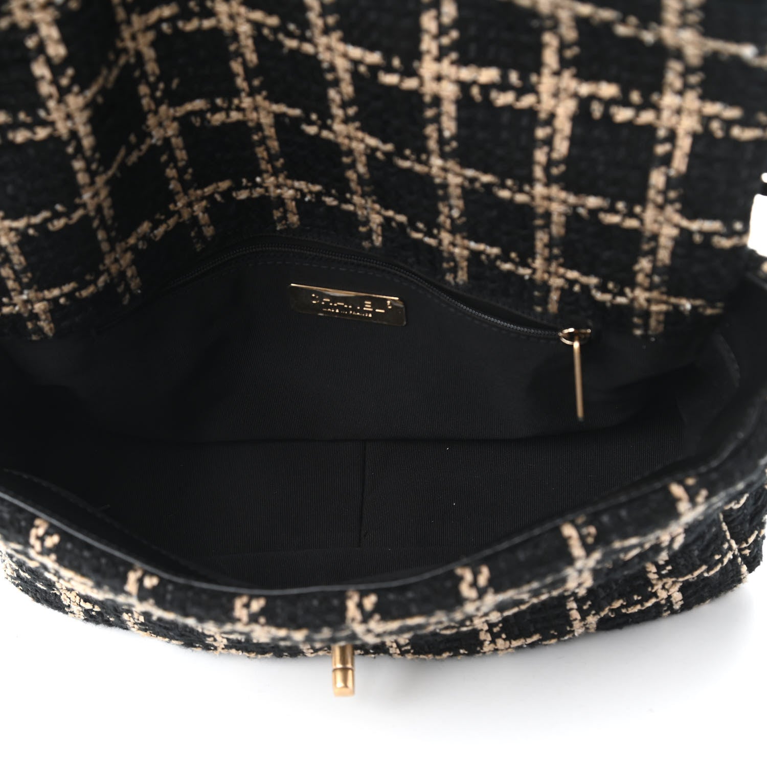Chanel Tweed Quilted Large Chanel 19 Flap Black Beige 5 of 11