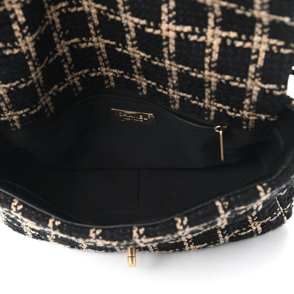 Chanel Tweed Quilted Large Chanel 19 Flap Black Beige 5 of 11