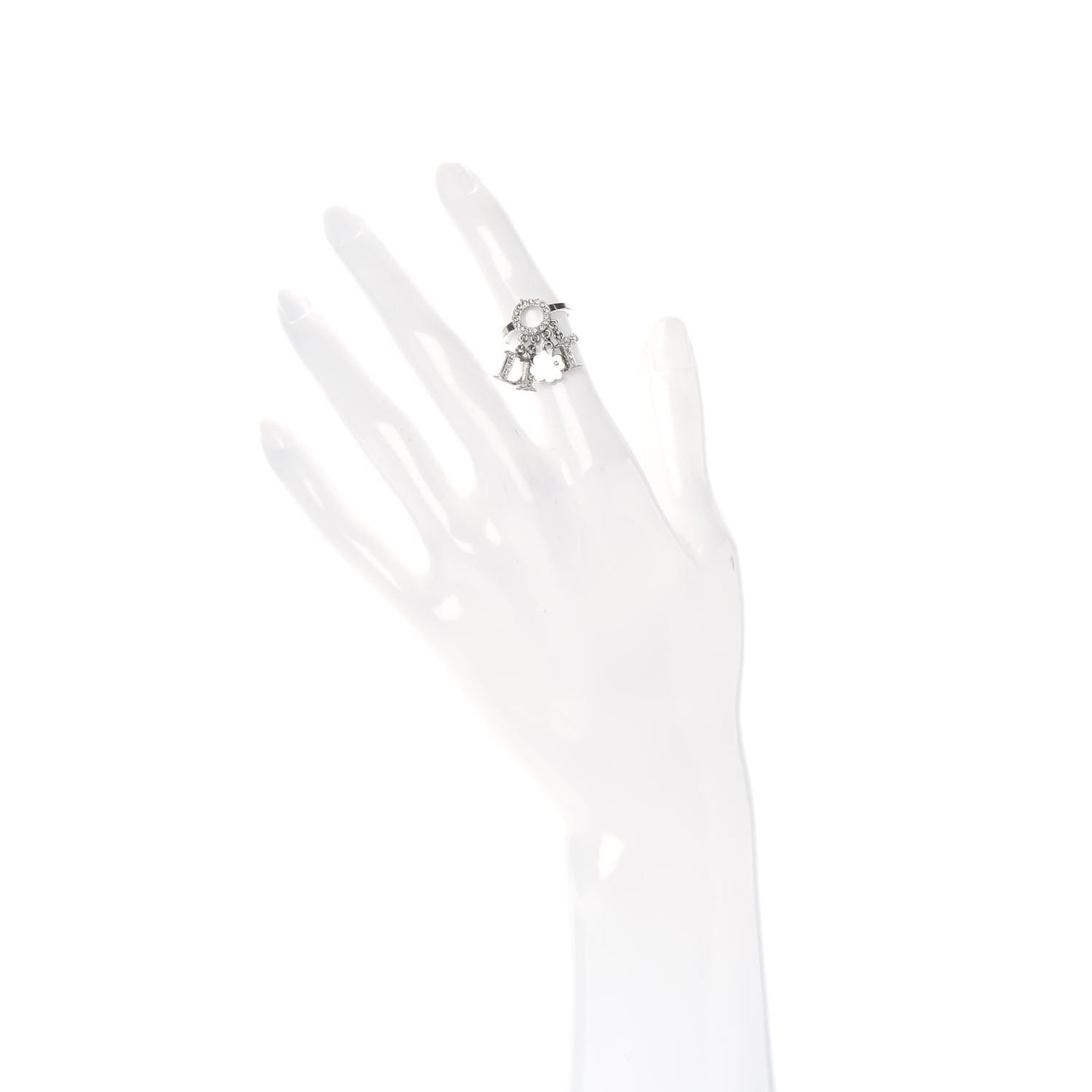 Crystal Clover Charms Ring 3.75 Silver