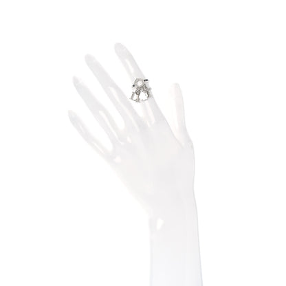 Christian Dior Crystal Clover Charms Ring 3.75 Silver 2 of 4