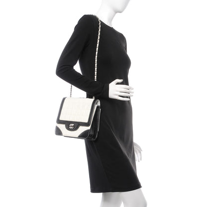 Chanel Patent Square Quilted Small Flap White Black 2 of 12