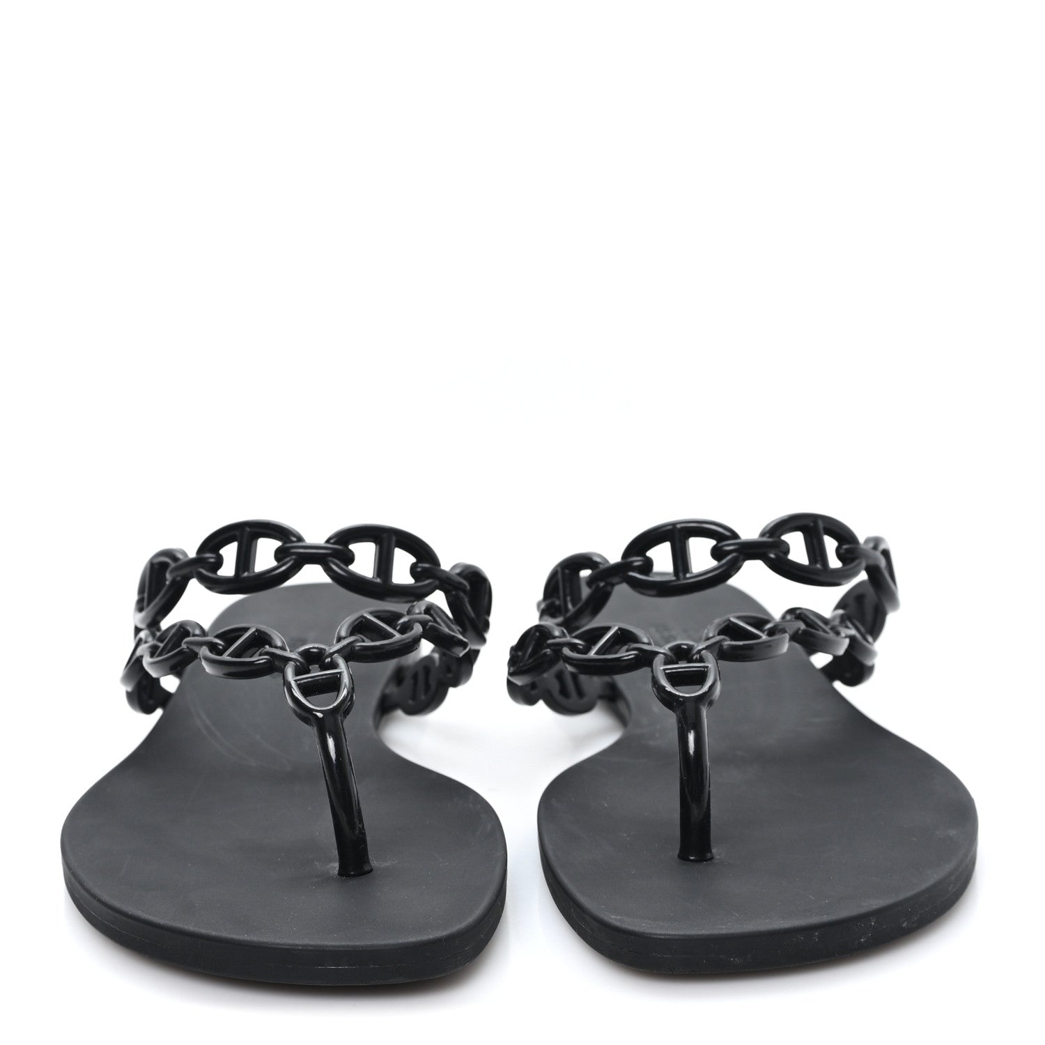 Hermes Rubber Chaine d'Ancre Island Sandals 39 Black 3 of 9