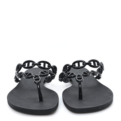 Hermes Rubber Chaine d'Ancre Island Sandals 39 Black 3 of 9