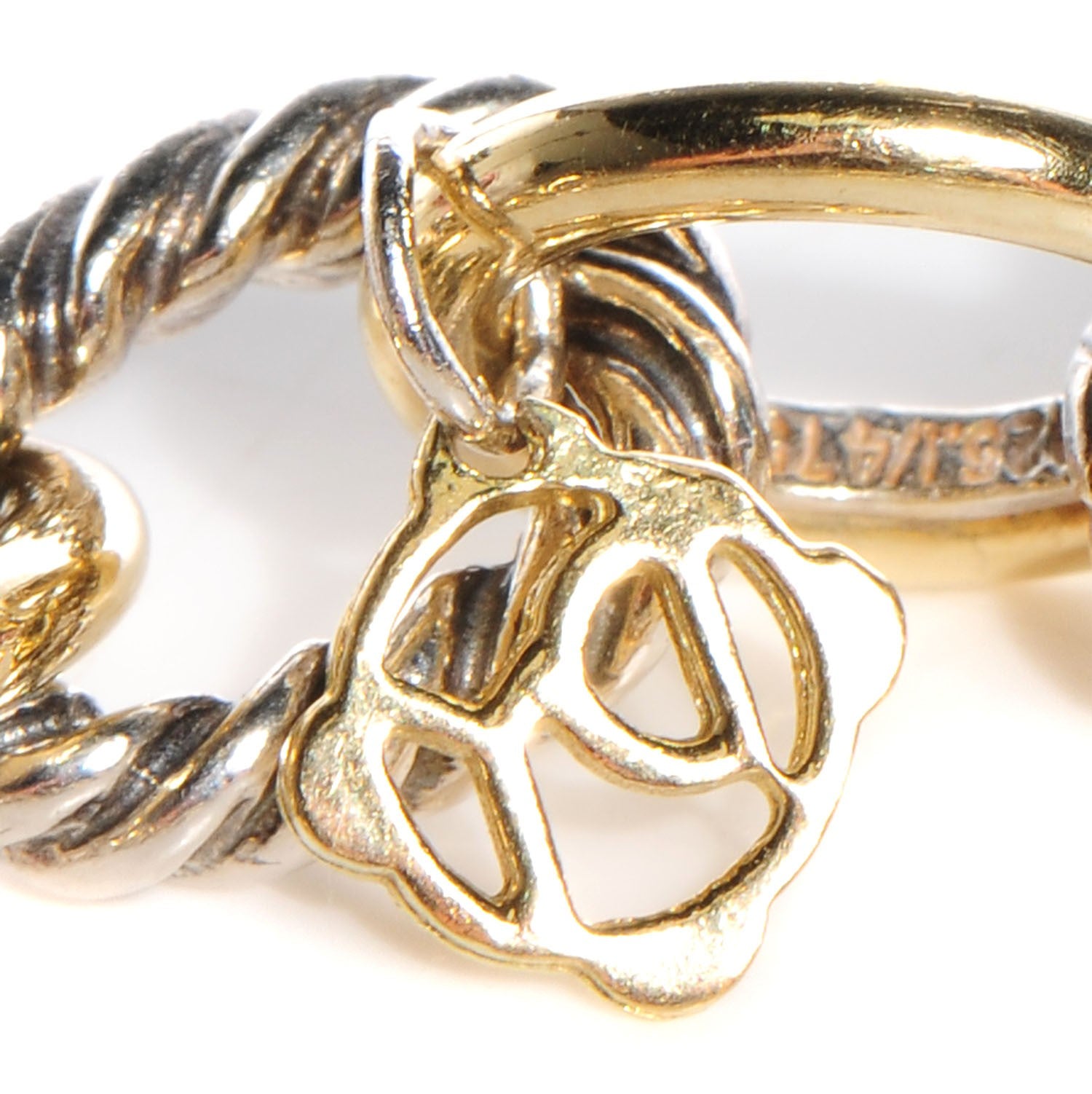 David Yurman Sterling Silver 18K Yellow Gold 10mm Medium Oval Link Bracelet 3 of 4