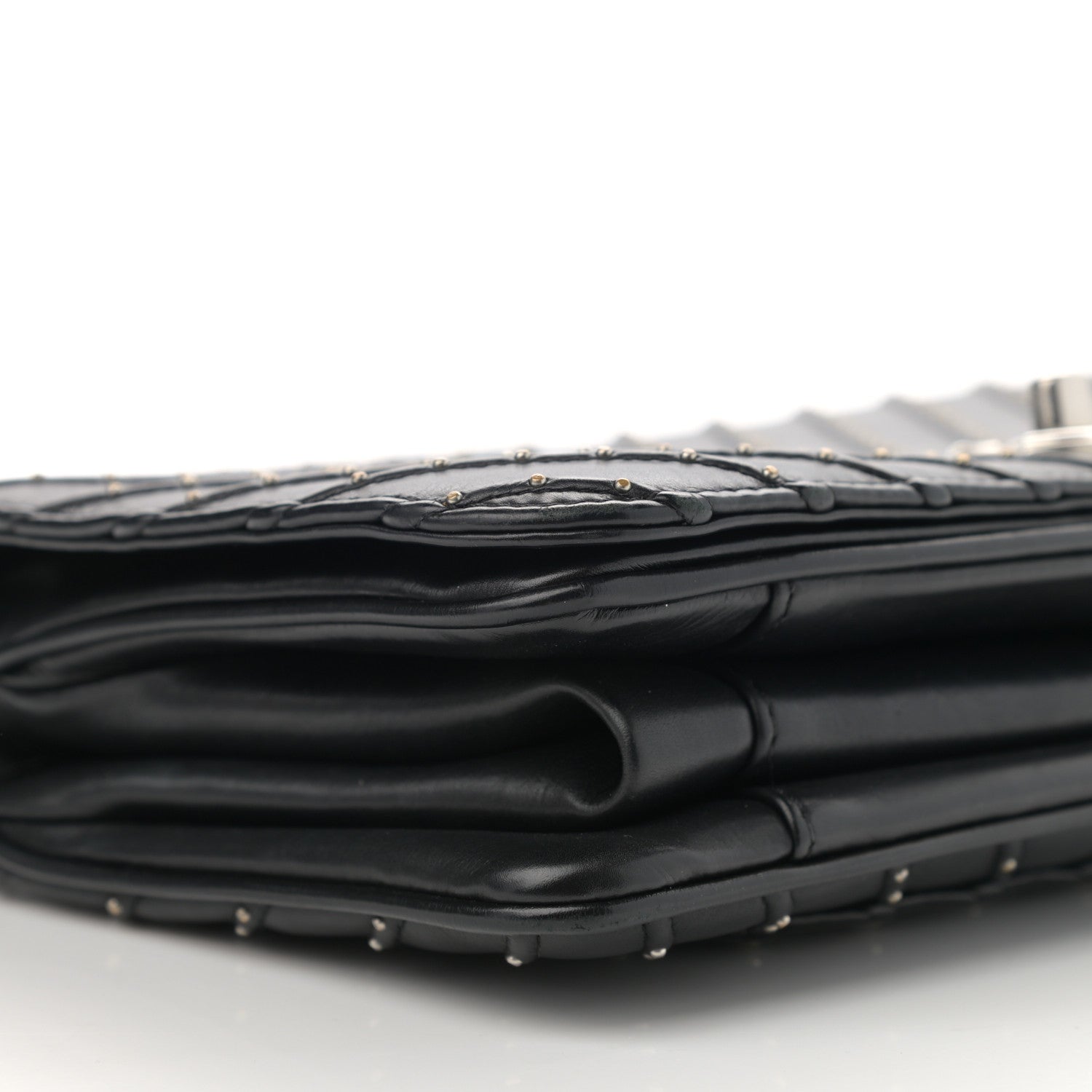 Chanel Calfskin Studded Chevron Quilted Flap Black 9 of 12