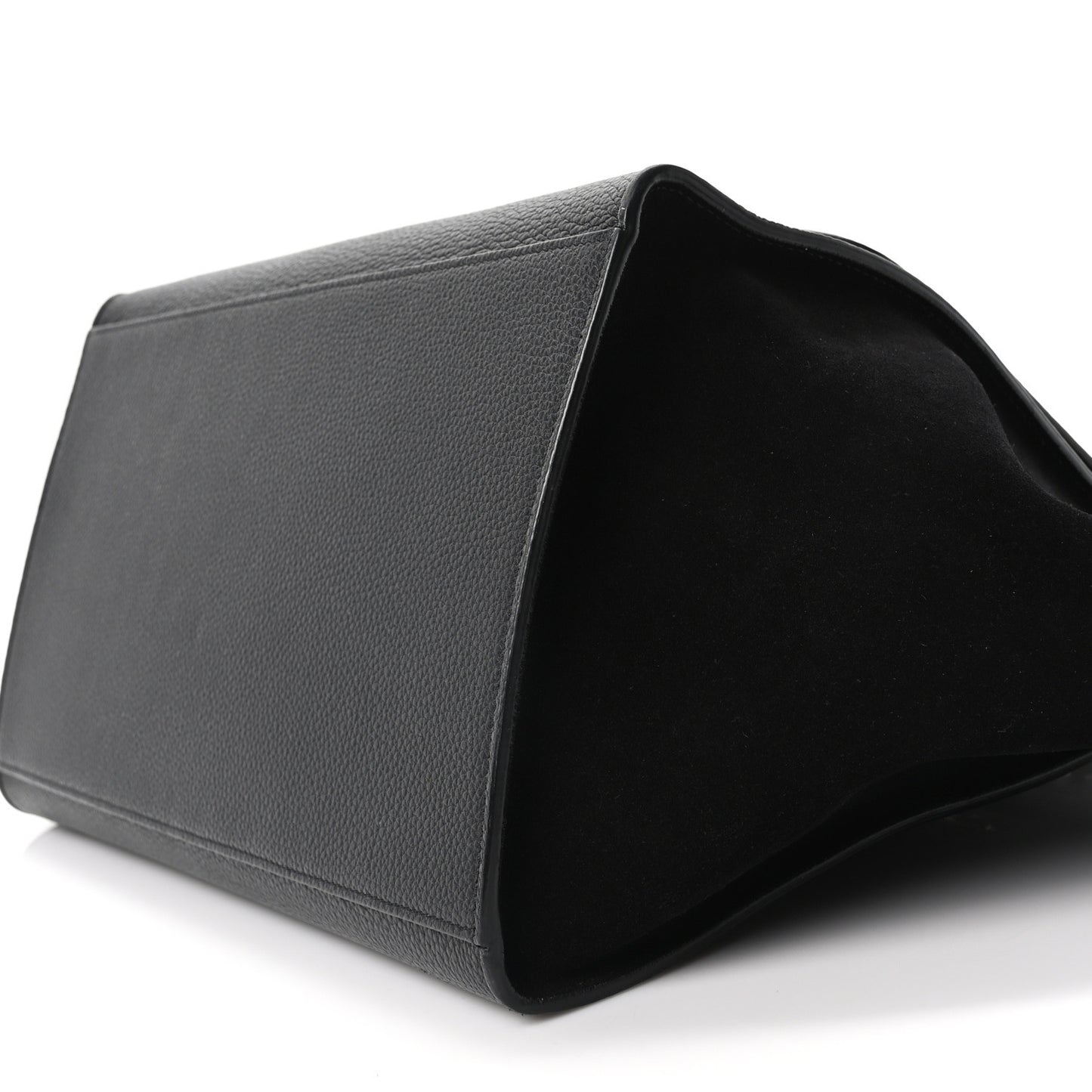Drummed Calfskin Suede Medium Trapeze Black