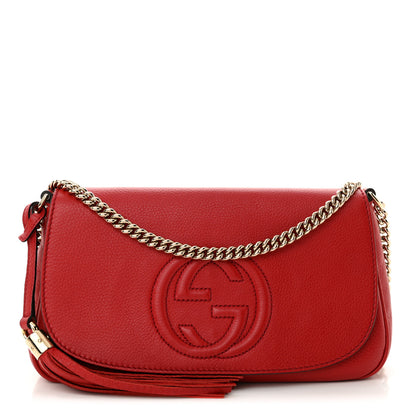 Gucci Pebbled Calfskin Medium Soho Flap Crossbody Vibrant Red 1 of 11