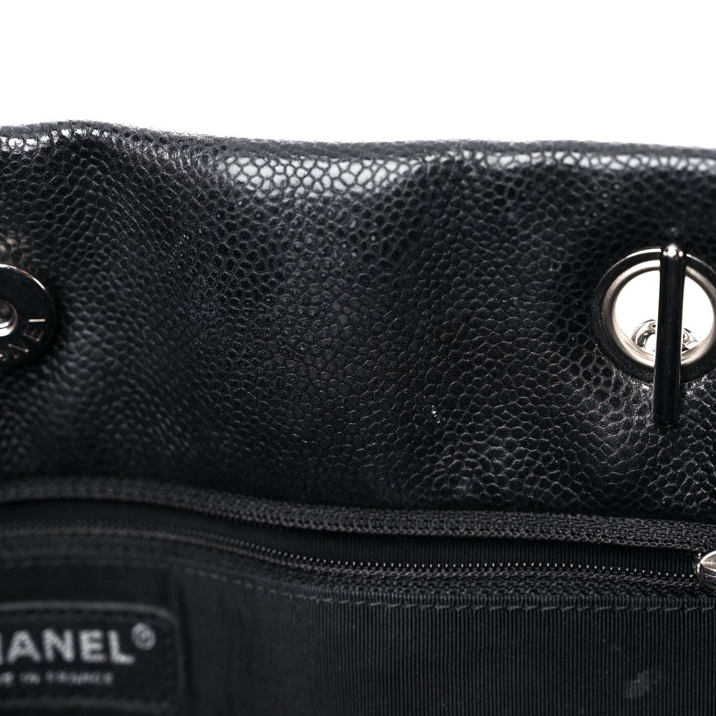 Soft Caviar Large Timeless CC Shopping Tote Black